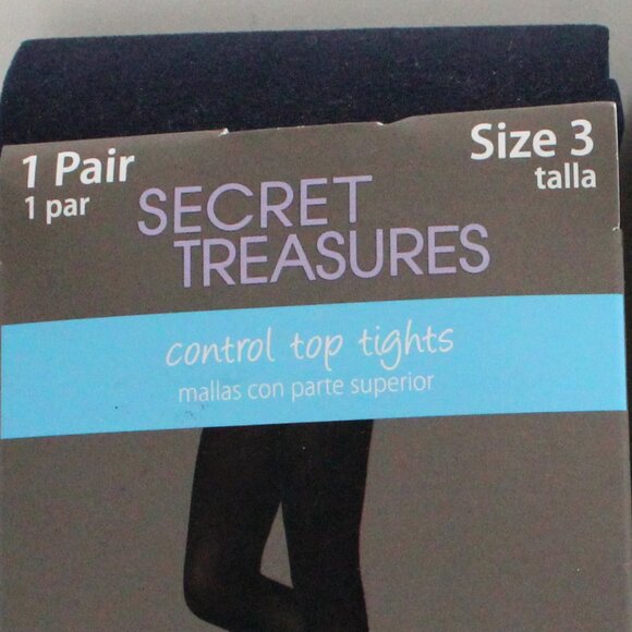 2 Pair Secret Treasures Women's Control Top Size 3 Navy Blue Tights - Picture 5 of 11